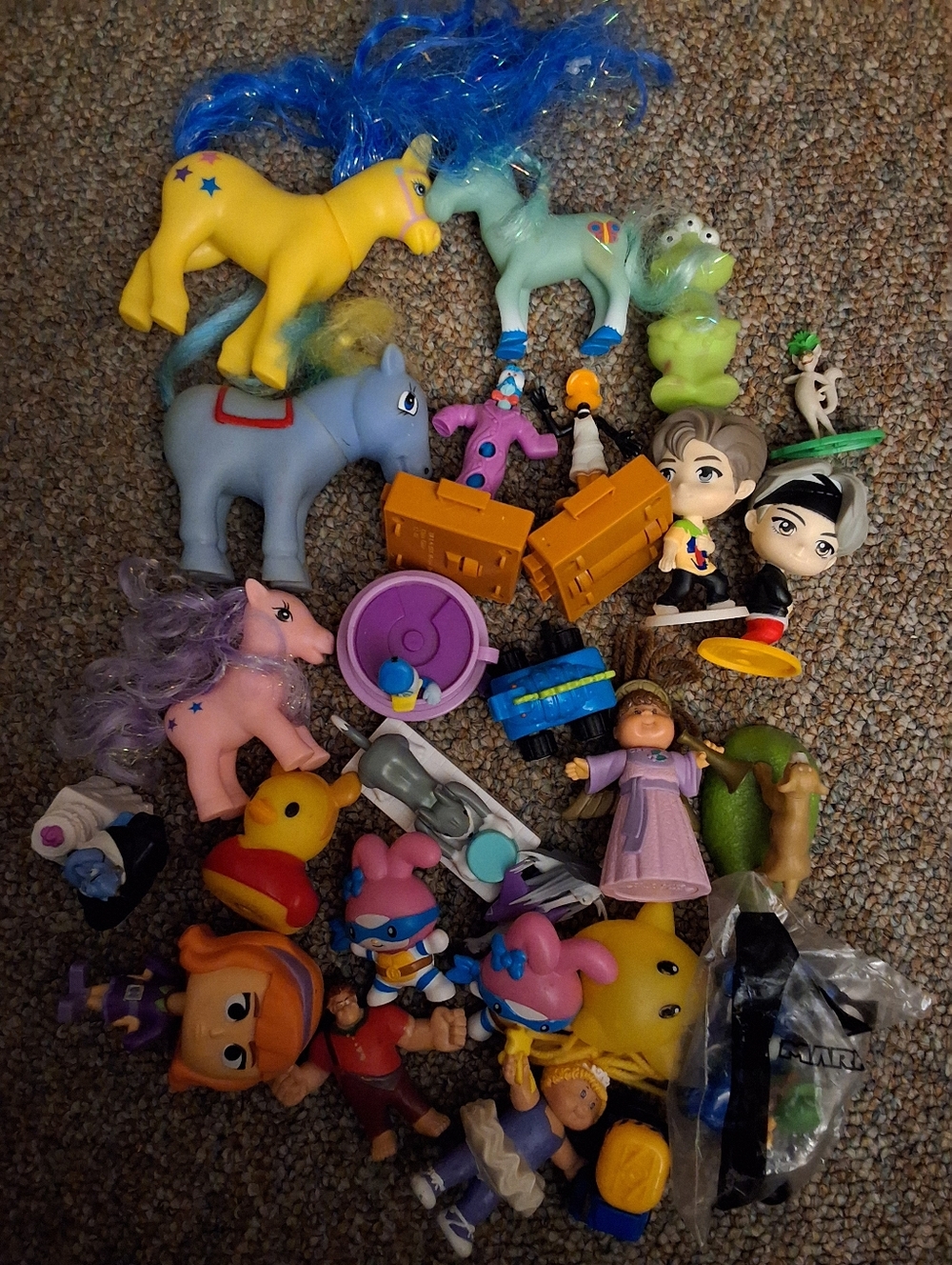 Vintage Toy Lot: 90s Pony Figures BTS TinyTAN Wreck-It Ralph Cabbage Patch Kids